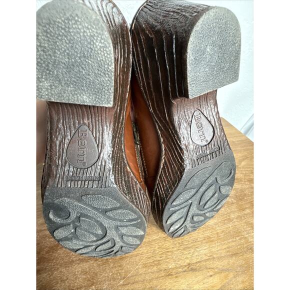 Women's Born Clogs Brown Leather Lightweight Size 9 Side Zip Classic Shoes EUC - Picture 11 of 13